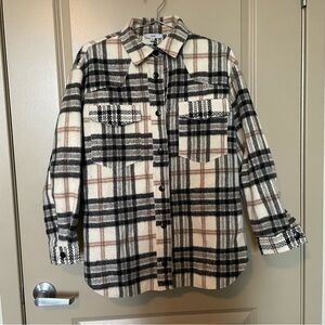 Wool blend Plaid Button-Up Shacket